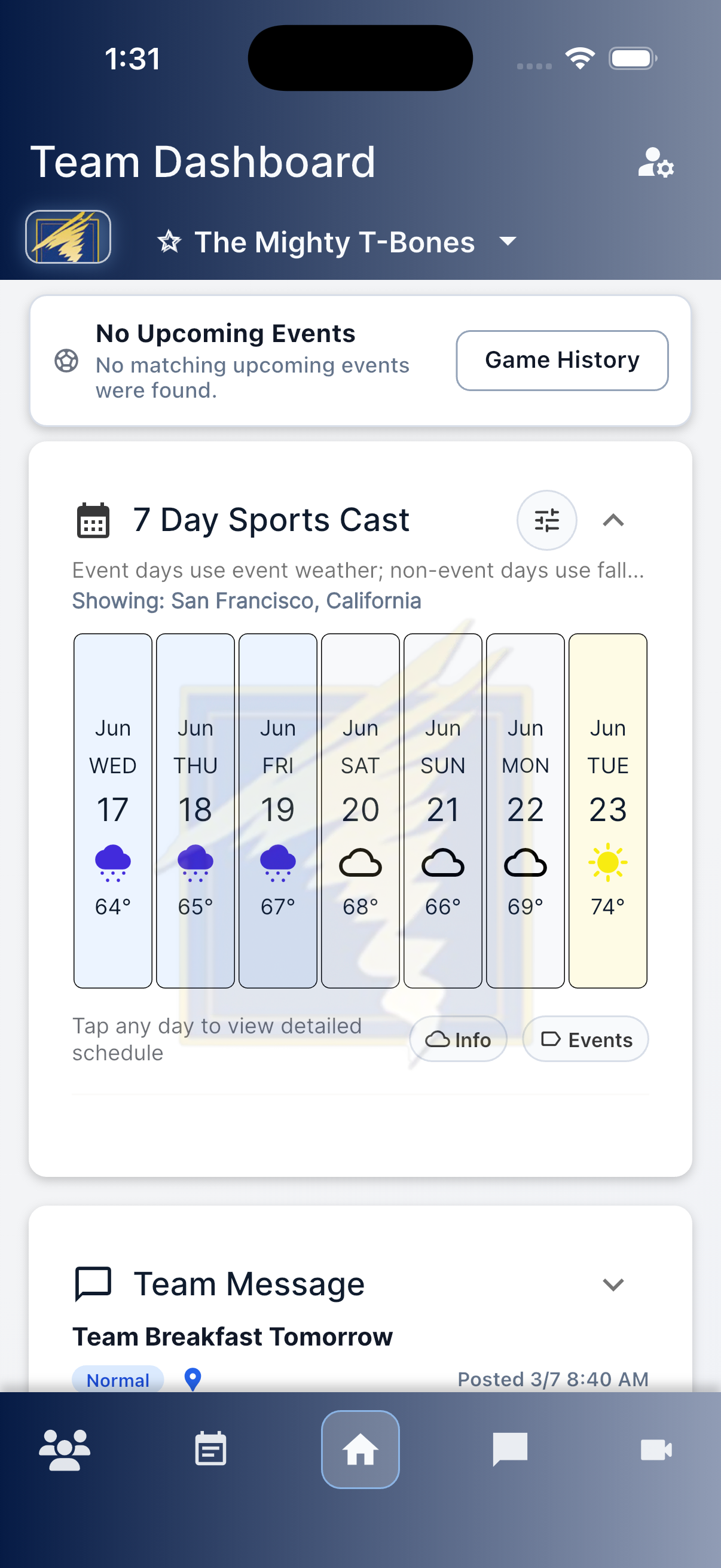 TeamMachine mobile team dashboard